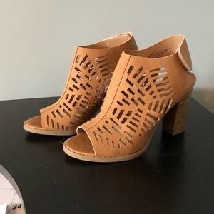 Tan Open Toe Booties